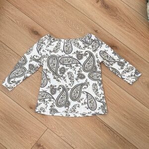 Croft & Barrow Women’s. Long Sleeve Paisley Shirt - White and Gray